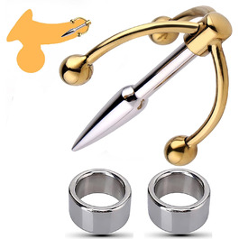 Розширювач сечоводу з нержавіючої сталі, набір: 3 шт. (діаметри 30 мм), з кульками, металевий катетер, пеніс-плаг, кільця на пеніс (2 шт.), розширювач сечоводу для чоловіків