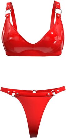 Жіночий комплект спідньої білизни з еластичної шкіри, шорти, блискучий PVC, шкіра, латексний бюстгальтер, регульований, чорний