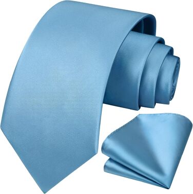 Набір чоловічої краватки та кишенкової хустки HISDERN однотонні для весілля та вечірок, колір перцевий синій, універсальний розмір