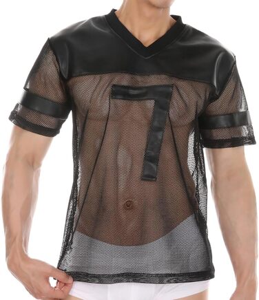 Чоловіча футболка AIEOE з сітчастою вставкою, прозора, спортивна, коротким рукавом, сітчаста, сексуальна, кроп-топ, розмір S (XL)