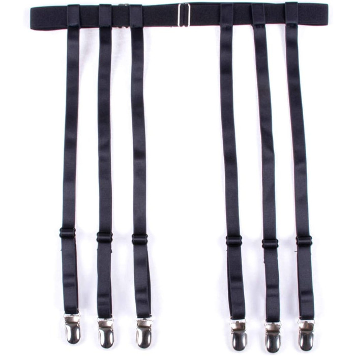 Чорний ремінь на стегнах Aneliya Simplicity з металевими кліпсами для панчіх (6 ремінців)