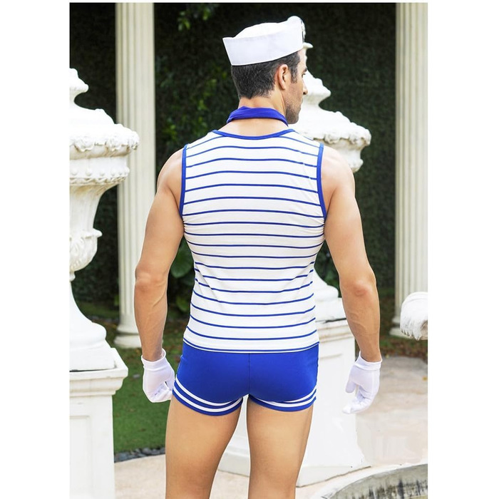 Костюм для чоловіків BlueSpace, сексуальний косплей, уніформа для рольових ігор, спідня білизна для вечірок на Хелловін, білий/розкішний сад