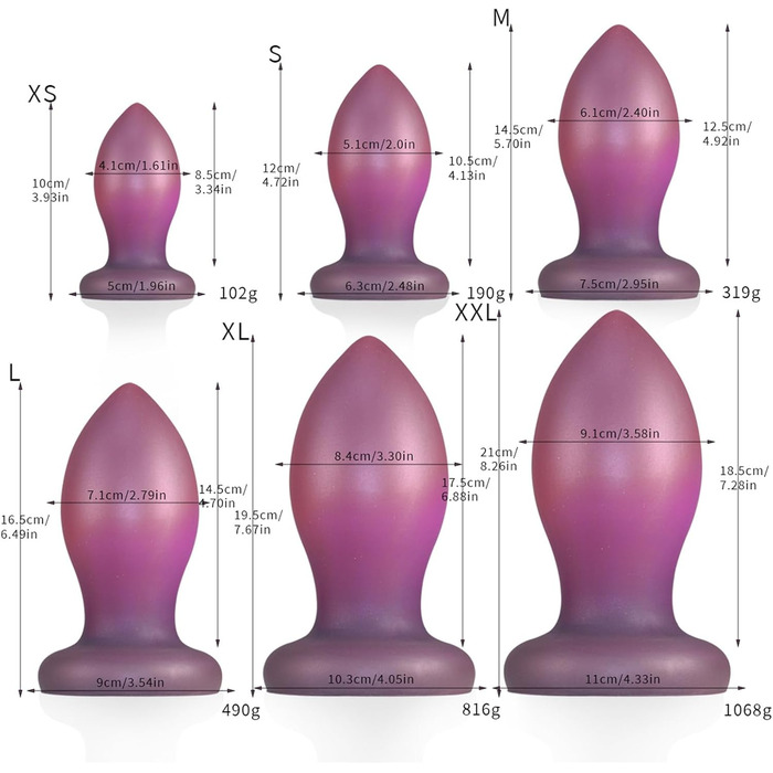 Силіконовий анальний плагін Youxclian: 6 розмірів, з присоскою, для стимуляції простати, аналплагін, анальні кульки, для чоловіків, жінок, пар (XL)