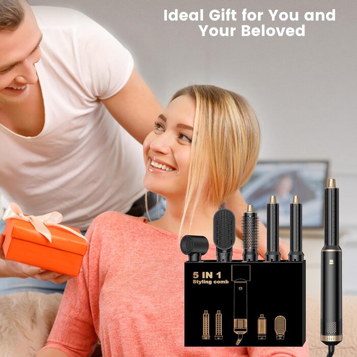 Мультистайлер для волосся 5 в 1 Haarstyler 1000W: фен-щітка, гофре, вирівнювач та насадки для завивки, білий