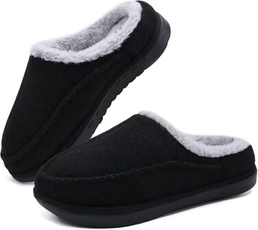 Чоловічі домашні капці KuaiLu з ефектом пам'яті (Memory Foam), плюшеві та відкриті, чорні (розмір 43.5 EU)