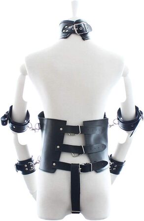 Жіночий боді-нагрудник Hanyi з штучної шкіри та наручниками, регульований, фетиш, відкритий корсет, чорний