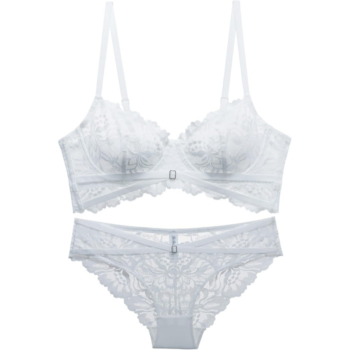 Жіноча сексуальна білизна: комплект бюстгальтера та трусиків з мереживом, push-up, регульовані бретельки, babydoll, білизна для свята, подарунок на День святого Валентина (білий, 70)