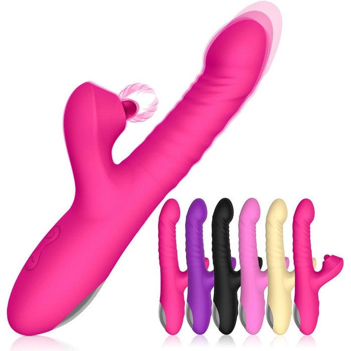 Вібратор для жінок Xuomt 2-в-1 Кролик з вібрацією та шоком, 10 режимів вібрації, 3 режими шоку, анальний вібратор, для пар (жовтий)