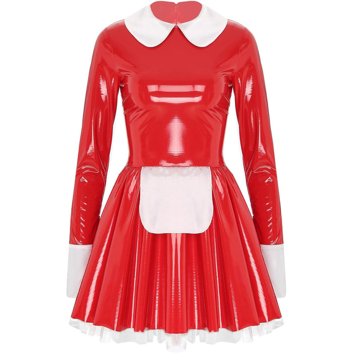 Жіноча спідня білизна Еротичний французький костюм горничної Cosplay A-line (Червоний, 4XL)
