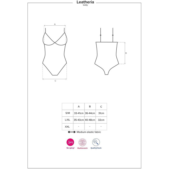 Тілесна обтисла тедді з прозорою сіткою Obsessive XL чорного кольору