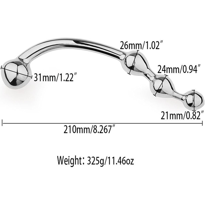 Металевий анальний плаг з подвійними кульками Tplkxurib - 4 розміри, для чоловіків та жінок