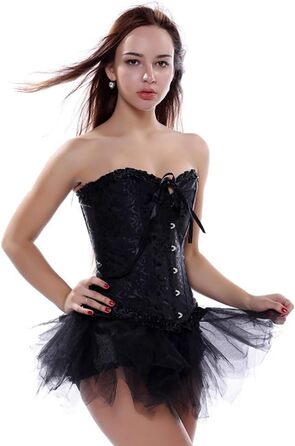 Корсетний топ PhilaeEC для жінок, великі розміри, атлас з квітковим візерунком, з кісточками, бюстгальтер-ліф, чорний