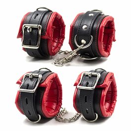 Набір наручників та кайданків для ніг Hanyi Leder з м'якою підкладкою, Bondage, іграшки для дорослих для жінок та чоловіків