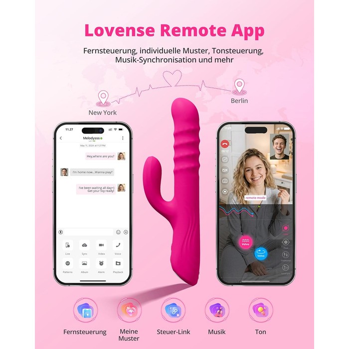 LOVENSE Velvo Rabbit Вібратор для жінок - стимулятор клітора з додатковою вібрацією G-точки, управління через додаток, водонепроникний IPX7