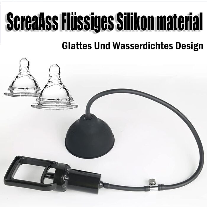 Набір для збільшення грудей ScreaAss 2Er Set: масажер грудей, вакуумна помпа, вібратор, стимулятор клітора, 2 шт. Чорний