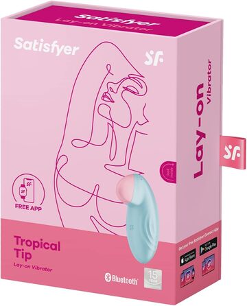 Satisfyer Tropical Tip Connect: Вібратор для клітора з Bluetooth, водонепроникний (IPX7), силіконовий, блакитний