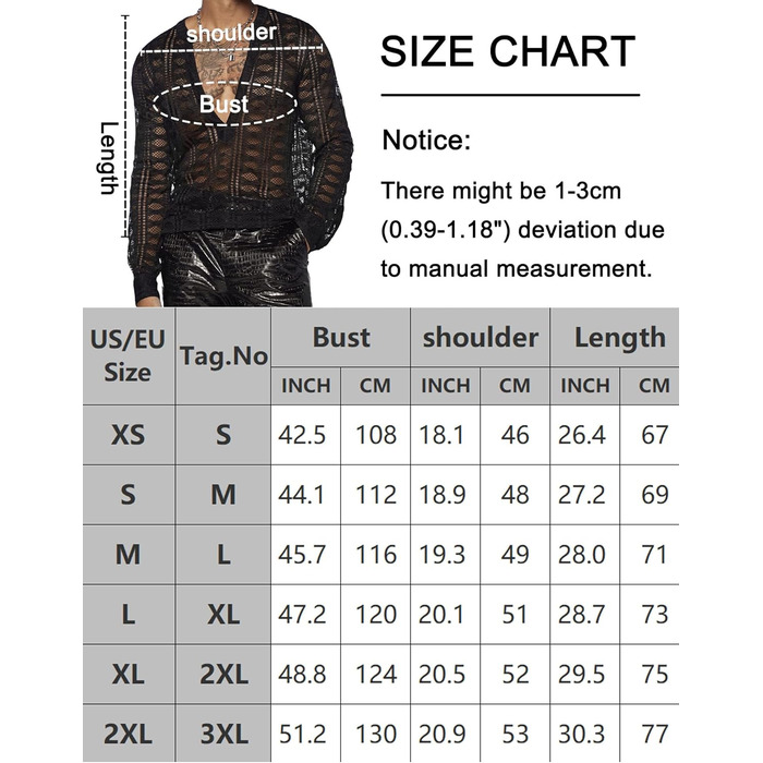 Чоловіча прозора сорочка з довгим рукавом Panegy, мереживна блуза, сітчаста сорочка, облягаючий крій, чорний, XS