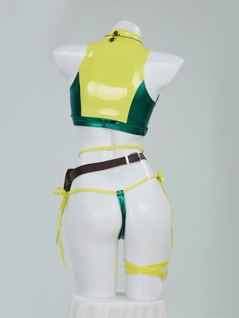 Костюм косплею Mobbunny для жінок, сексуальний комплект спідньої білизни, топ та спідниця з пов'язкою на голову, рукавичками, зелений для Хелловіну