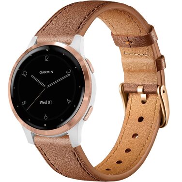 Шкіряний ремінець Issinlky 18мм для Garmin Vivoactive 4S, Venu 2S/3S, Vivomove 3S та Fossil Gen 6/5E/4/3, коричневий