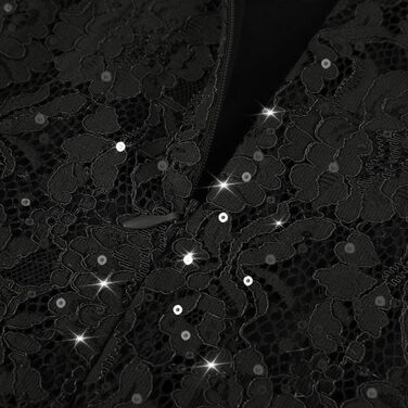 Чорна сукня для вечірнього виходу: коктейльна, з паєтками та мереживом, розмір XXL