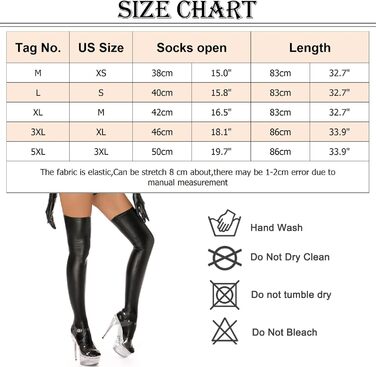 Чулки шкіряні довгі без шва, висока талія, чорні, 42-44