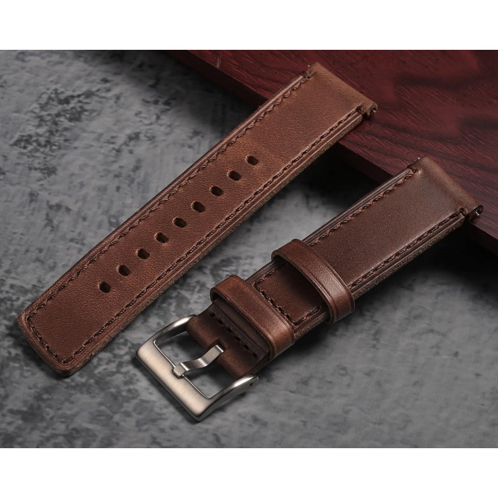 Шкіряний вінтажний ремінець для годинника Horween зі швидким This-затискачем, натуральна шкіра, 24 мм