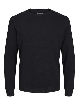 Чоловічий в'язаний однотонний светр JACK & JONES, чорний, розмір L
