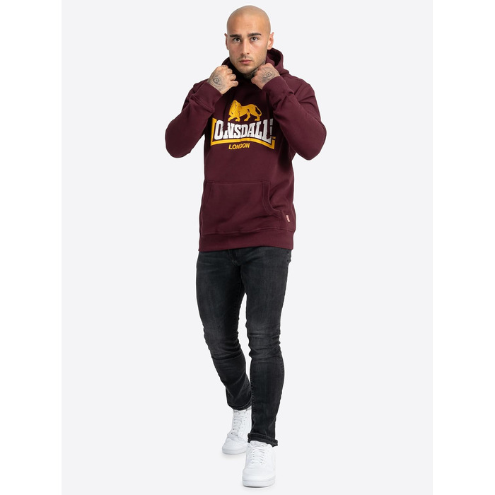 Чоловіча толстовка на блискавці з капюшоном Lonsdale RINSEY, приталена модель, колір Oxblood, розмір S