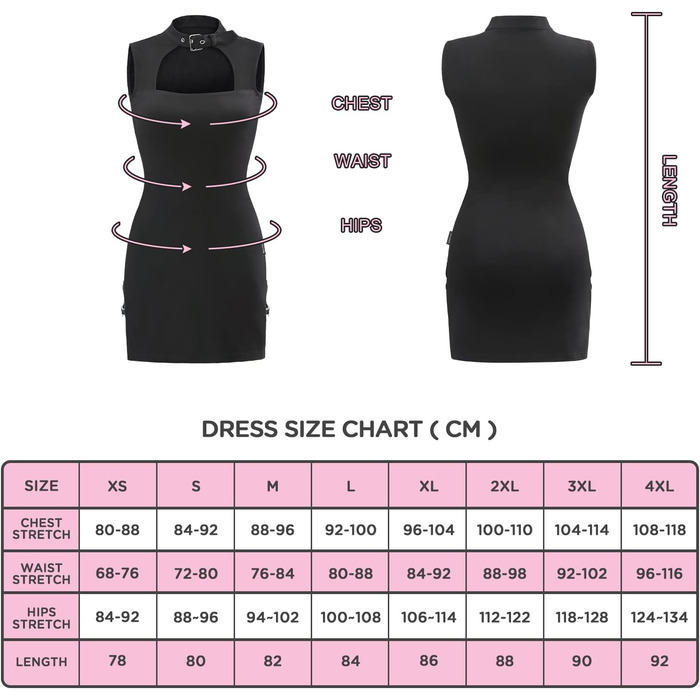 Чорне міні-плаття LittleForBig з бавовни без рукавів у стилі кібер-гот з коміром, 3XL