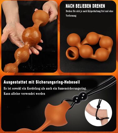 Анальні кулі з силікону різних розмірів (5 шт.) для тренування та масажу. Анальний плаг, дилататор, гачок, анальдуше. Іграшки для дорослих, unisex