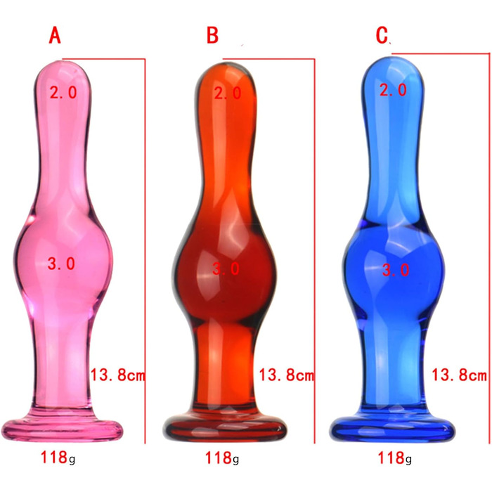 Скляний анальний дildo Hrekssi з різьбленням, 13,8 см, набір 3 шт. для масажу простати та стимуляції