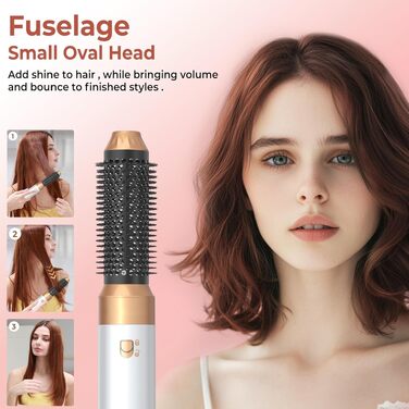Мультистайлер для волосся 6 в 1 MogaWave Hairstyler Pro Airbrush: фен-щітка, автоматичний курлер та вирівнювач для об'єму, завивки та гладкості, бежевий