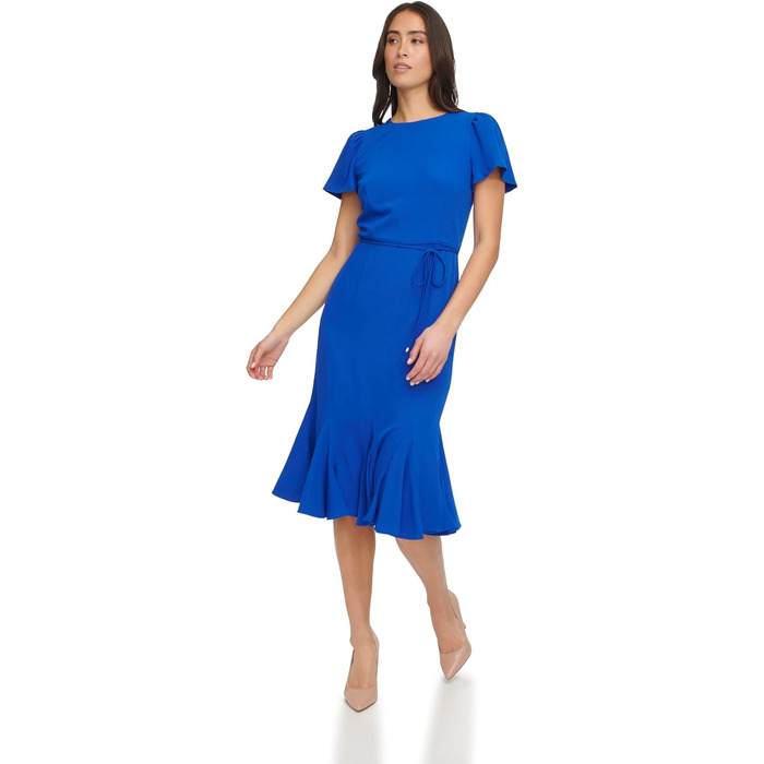 Сукня міді Tommy Hilfiger з плісе, поясом та рукавами 3/4, Majorelle Blue, розмір 42