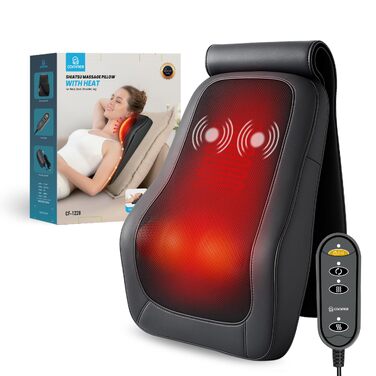 Масажер для шиї та спини COMFIER: Shiatsu 4D розминаючий масажер з підігрівом для ніг та м'язів, чорний