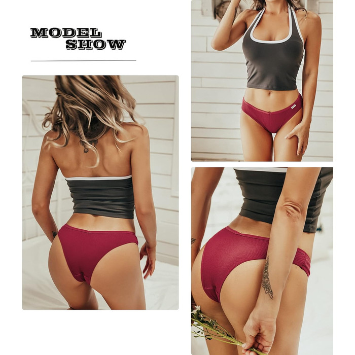 Набір жіночих бразильянів (10 шт.) FINETOO – зручна бавовняна білизна, набір трусиків-бразильянів, жіноча білизна, безшовні трусики, трусики-хіпстер, мікс кольорів