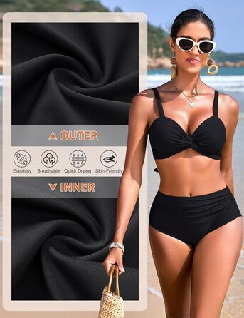БІКІНІ жіночий комплект з високою талією, шорти з животом, пуш-ап, двочастинний купальник, сексуальний V-подібний виріз, модна пляжна мода, чорний