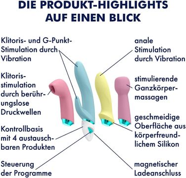 Набір вібраторів Satisfyer Fabulous Four | Вібратор, масажер, Rabbit | Водостійкий (IPX7) | Для еротичної стимуляції