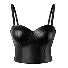 Топ SLIMBELLE з ефектом шкіри, чорний, без бретелек, корсетний, з пуш-ап ефектом (XXL)