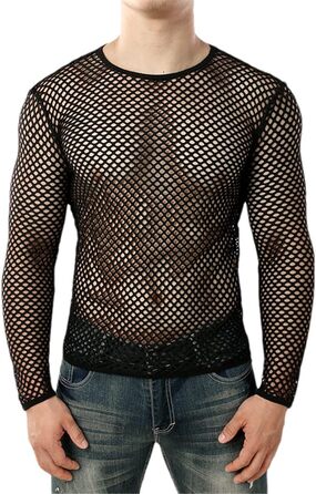 Чоловіча футболка Bollrllr, прозора сітка, сексуальний дизайн, для нічного клубу та вечірок, XXL, чорний колір