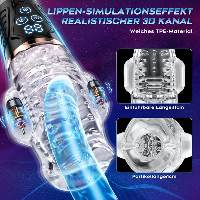 Електричний мастурбатор для чоловіків з 9 вібраційними режимами та 9 режимами вакуумної стимуляції, золотий. Іграшка для дорослих, соло-іграшка для чоловіків.