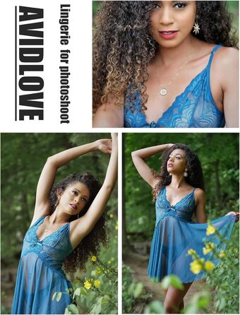 Babydoll Avidlove з мереживом для жінок: сексуальна нічна сорочка, нічна сорочка, 4XL, темно-синій