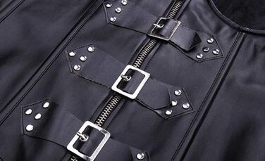 Корсет жіночий EUDOLAH з металевими ребрами, шкіряна застібка-блискавка, чорний, розмір M