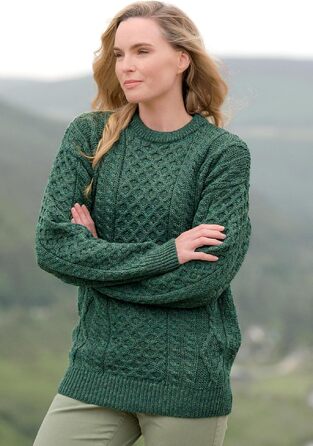 Жіночий в'язаний светр Aran Craft Iricher з круглим вирізом, 100% чиста шерсть, чорний, розмір M