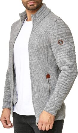 Чоловічий в’язаний кардиган Redbridge зі стійким коміром Basic Luxury, сірий, розмір XL