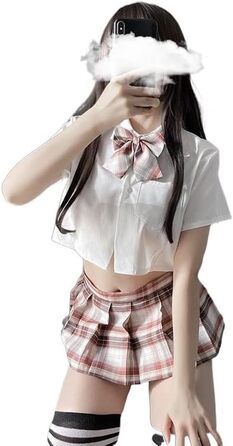 Костюм для рольових ігор: сексуальна шкільна форма Spice Girl з відкритим кроком, короткий складчастий спідниця для жінок, розмір 80-105 кг