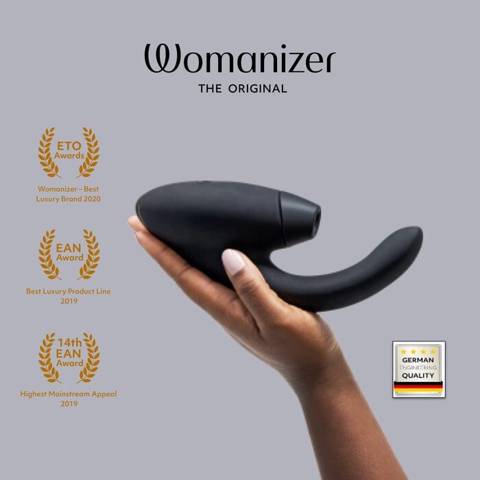Вібратор Womanizer InsideOut для жінок - стимулятор клітора з функцією імпульсу, Rabbit, 12 рівнів інтенсивності, чорний/золотий