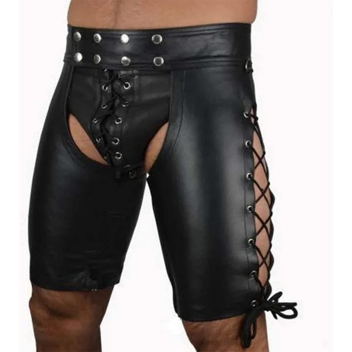 Боксери-шорти з еластичної шкіри (PU) для клубів та еротичних вечірок, чорного кольору, розмір XL