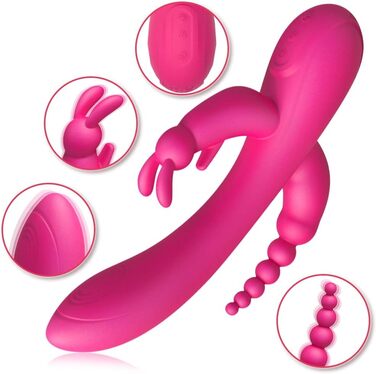 Вібратор FLYTAGLE для стимуляції клітора, 3-в-1 зайчик з 12 режимами вібрації, силіконовий, для жінок