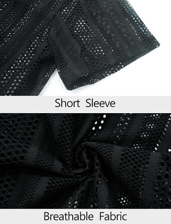 Чоловіча прозора футболка Panegy з мереживом, сітка, чорна (M)