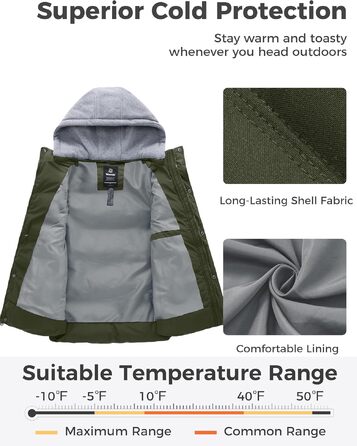 Чоловічий зимовий жилет Wantdo Outdoor з капюшоном, стібаний безрукавник, колір армійський зелений, розмір M